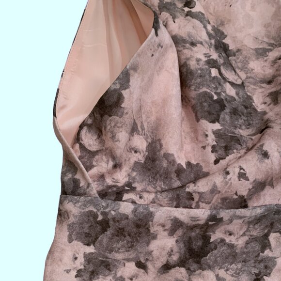 Robert Rodriquez Dress Open Back V-neck Uneven Hem Victorian Floral Pink Grey 2 - Picture 7 of 16